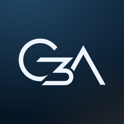 Логотип G3A на тёмном фоне